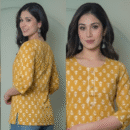 Floral printed Kurti - Short Kurti - Light Yellow