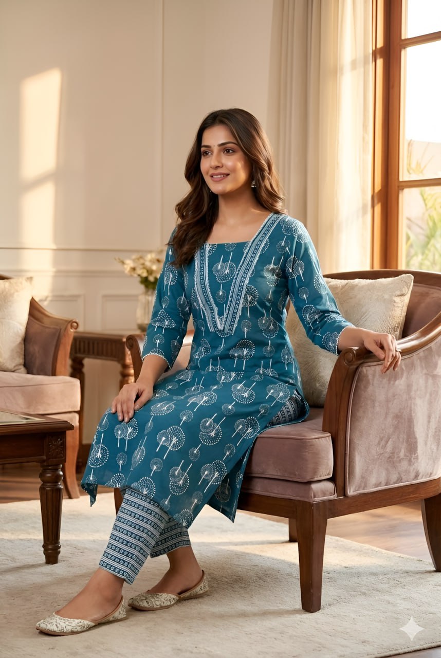 Cotton Printed Kurta Pant Set